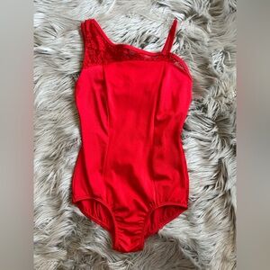 Premier body wrappers lace detail camisole leotard red